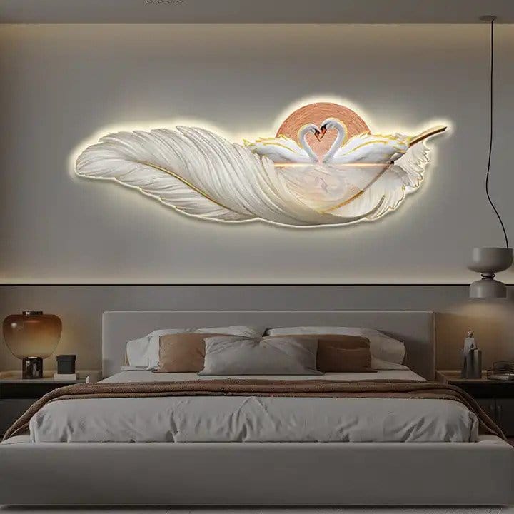 Feather Swan Art Deco Light