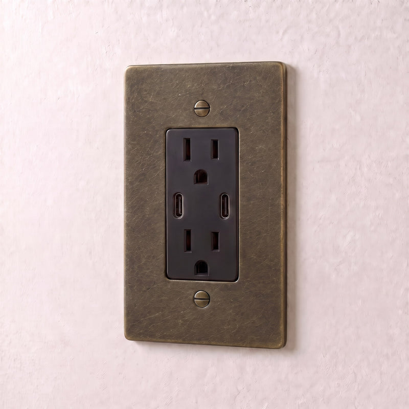 Brass Outlet — 1 Gang · Bronze with Patina