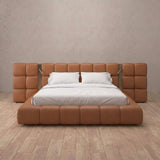 Performance Leather Cognac — Extended Headboard with Integrated Lighting