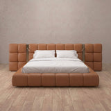 Performance Leather Cognac — Extended Headboard with Integrated Lighting