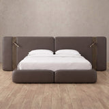 Performance Leather Truffle — Extended Headboard with Integrated Lighting