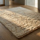 Beige Abstract Lines Moroccan Rug
