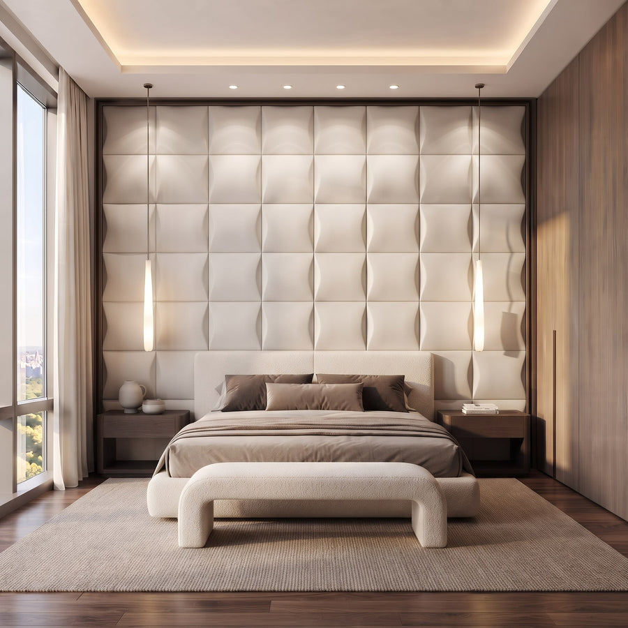 Sahara Square 3D Wall Panel in Classic White