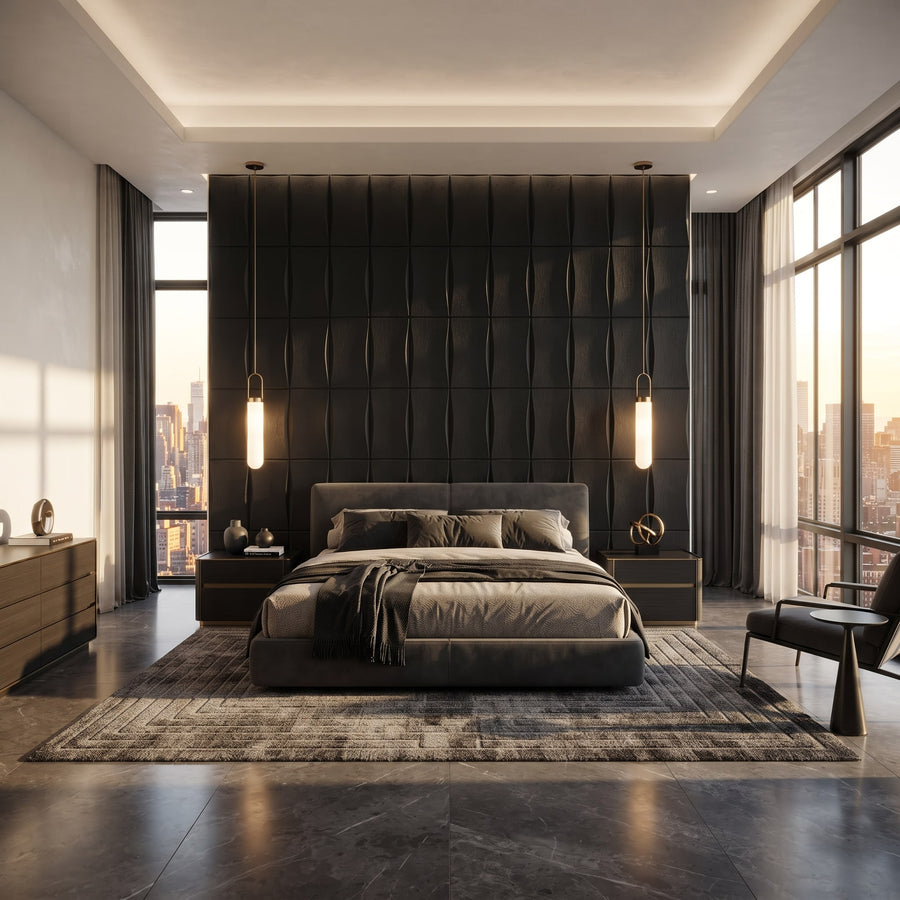 Sahara Square 3D Wall Panel in Black