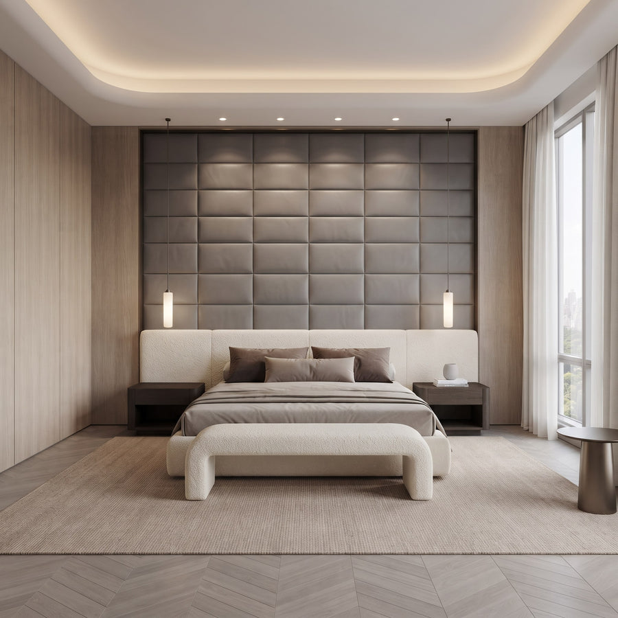 Recta Vera 3D Leather Wall Panel in Grey