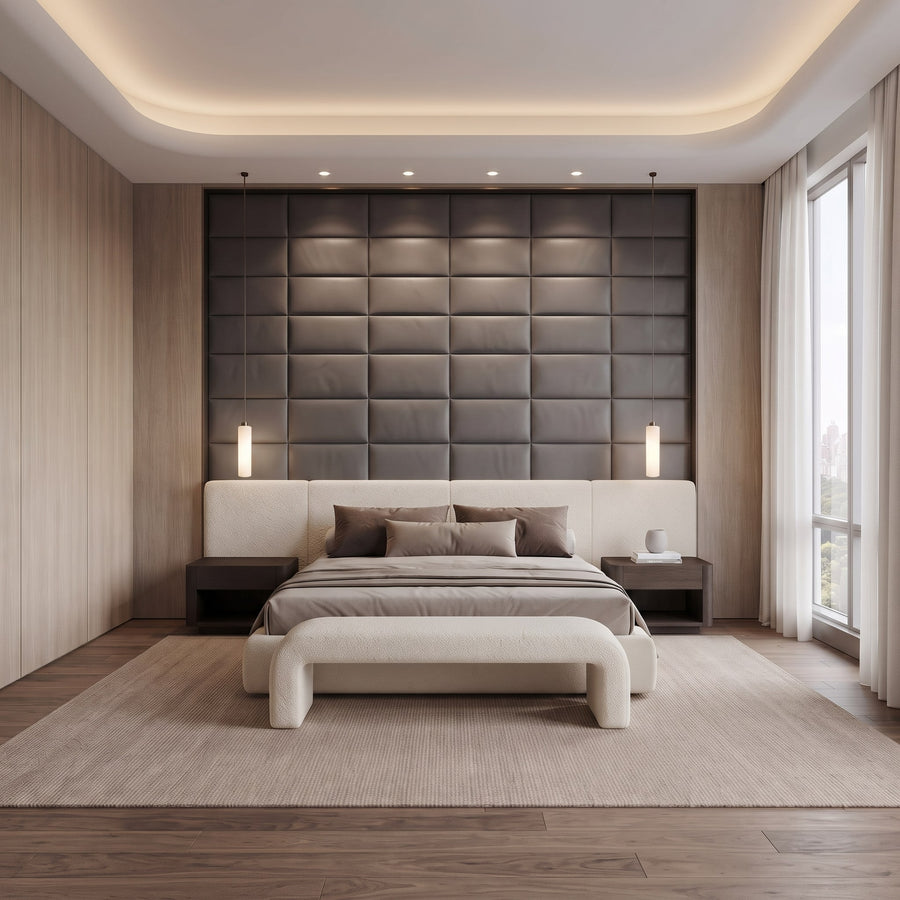 Recta Vera 3D Leather Wall Panel in Charcoal Grey