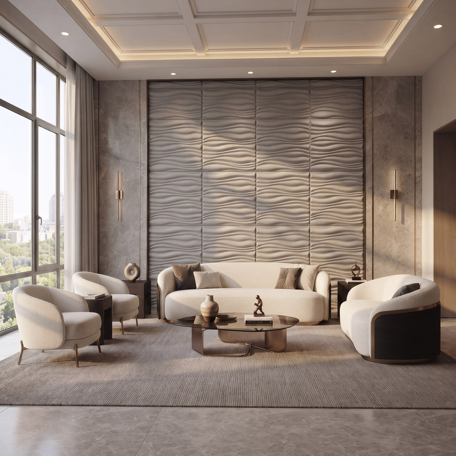 Gnarly Square 3D Leather Wall Panel in Grey