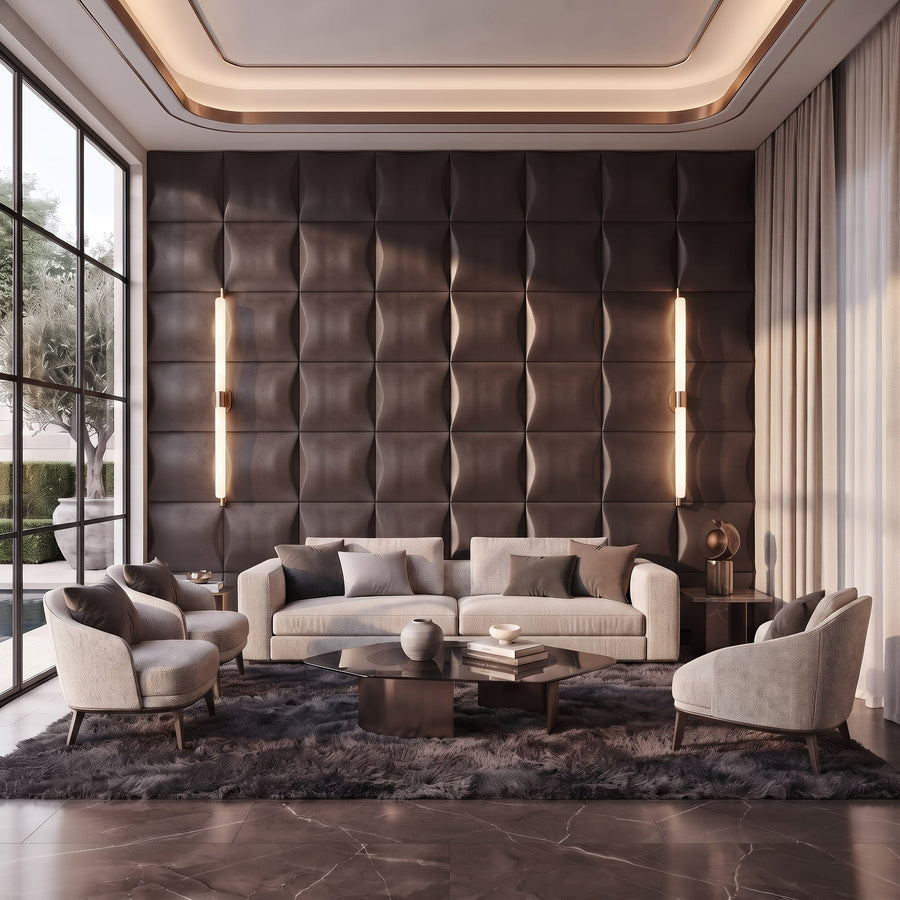 Sahara Square 3D Wall Panel in Dark Brown