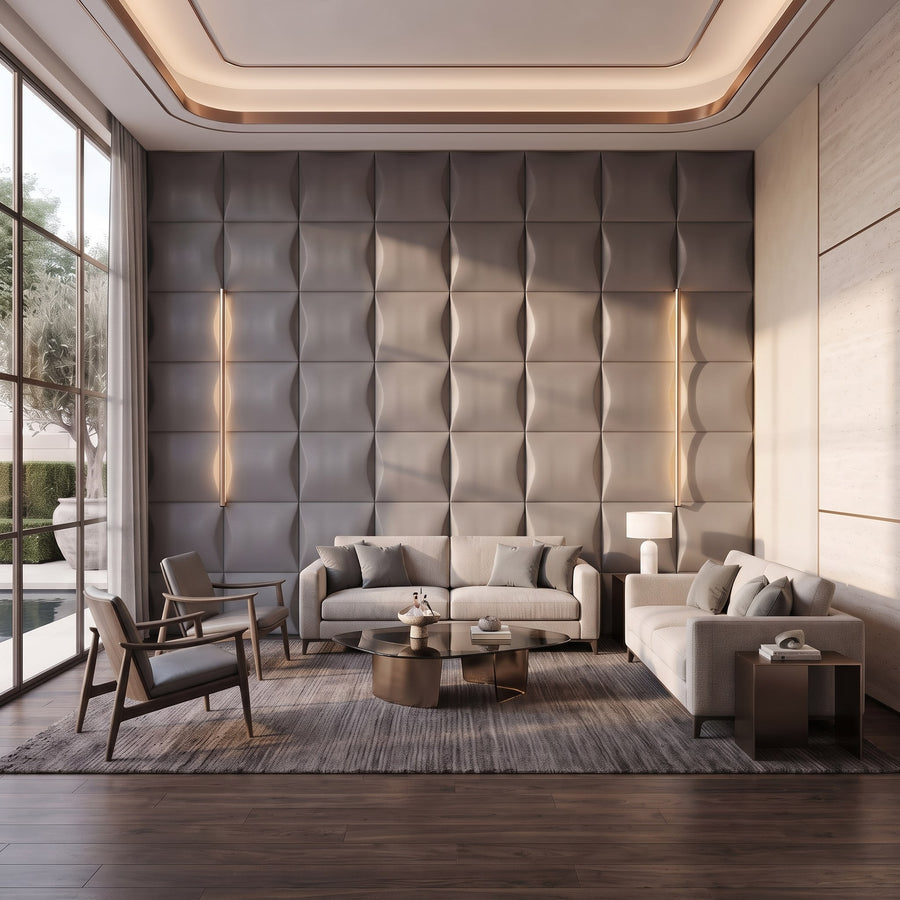 Sahara Square 3D Wall Panel in Grey