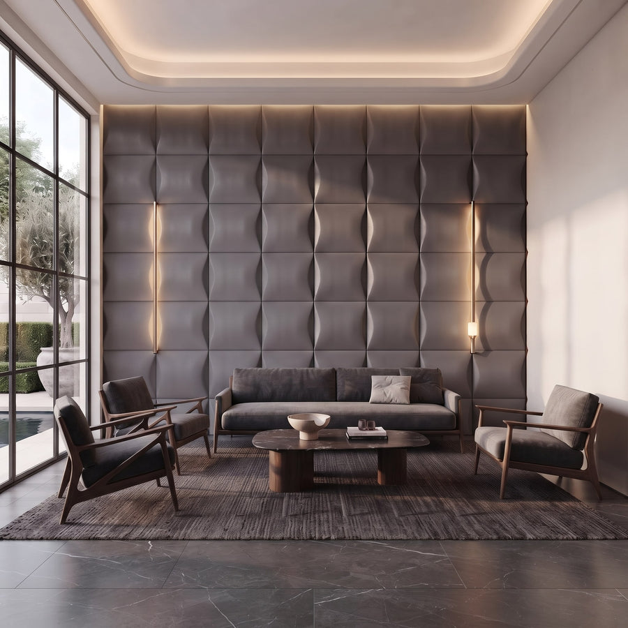 Sahara Square 3D Wall Panel in Charcoal Grey