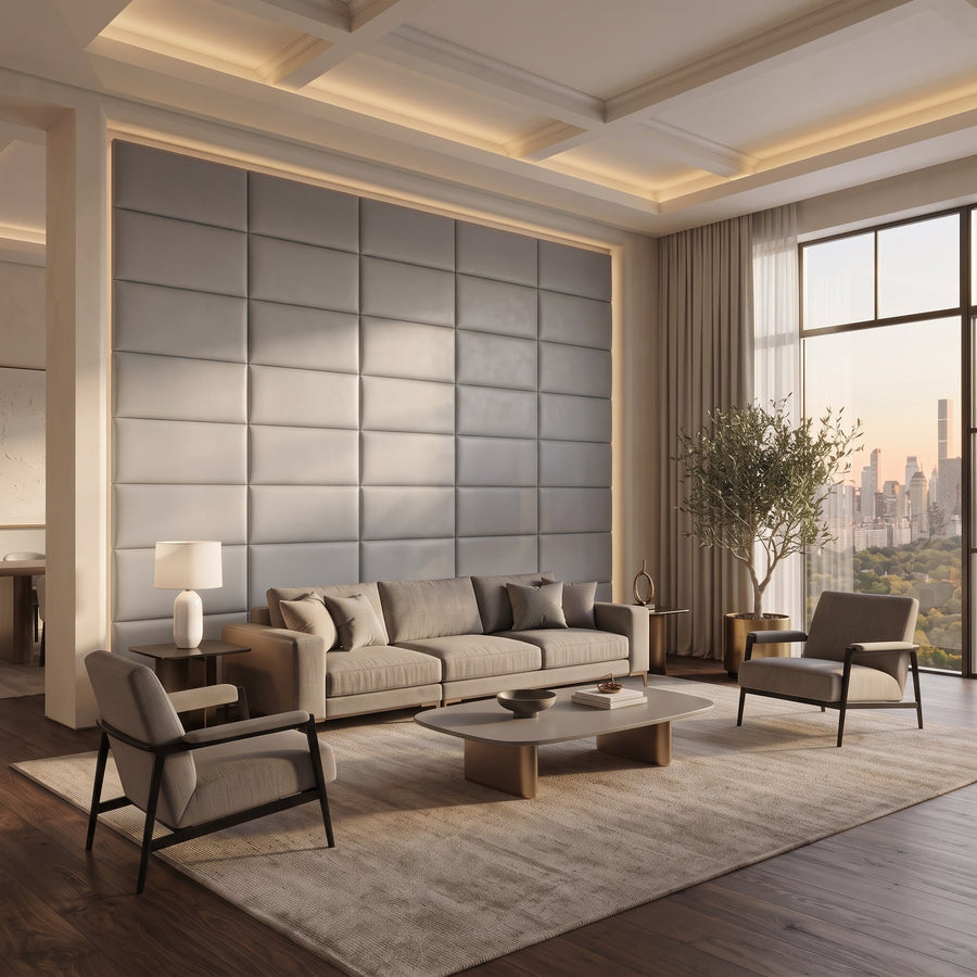 Recta Vera 3D Leather Wall Panel in Grey