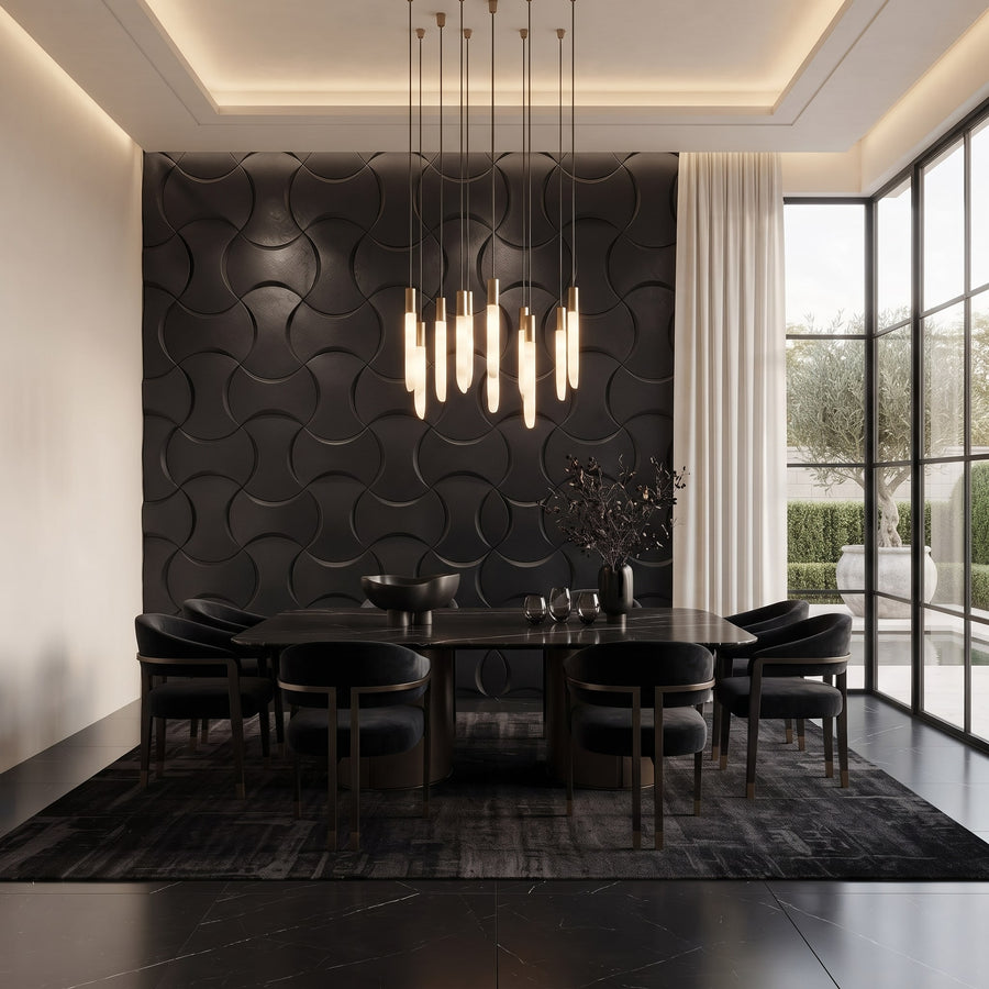 Coco Geometric 3D Leather Wall Panel in Black