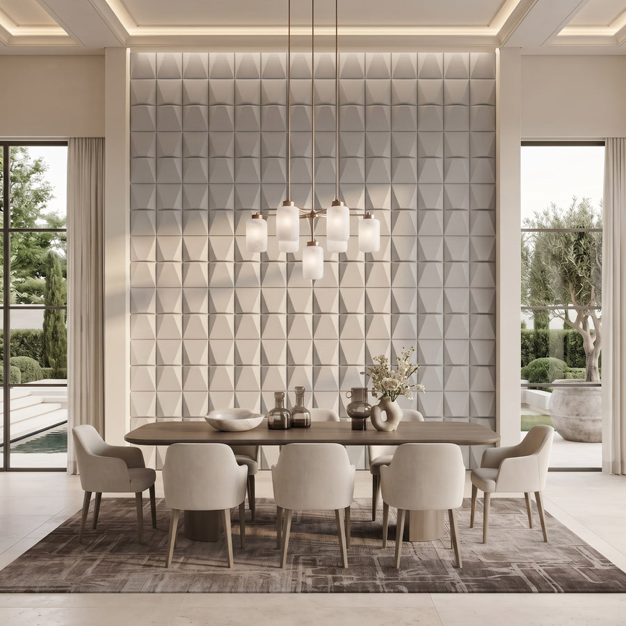 Flawless Square 3D Leather Wall Panel in Light Grey