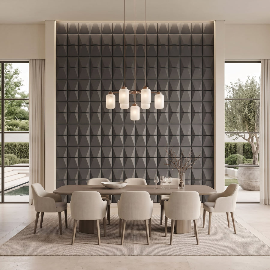 Flawless Square 3D Leather Wall Panel in Charcoal Grey