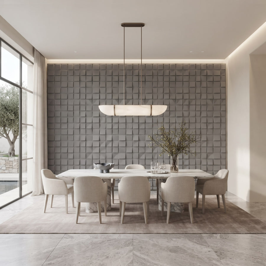 Ubiquitous Square 3D Leather Wall Panel in Grey