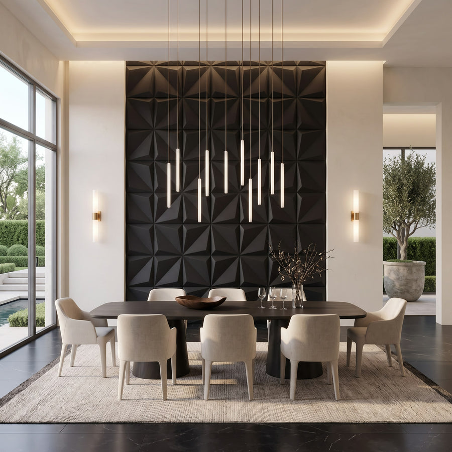 Leaves Square 3D Leather Wall Panel in Black