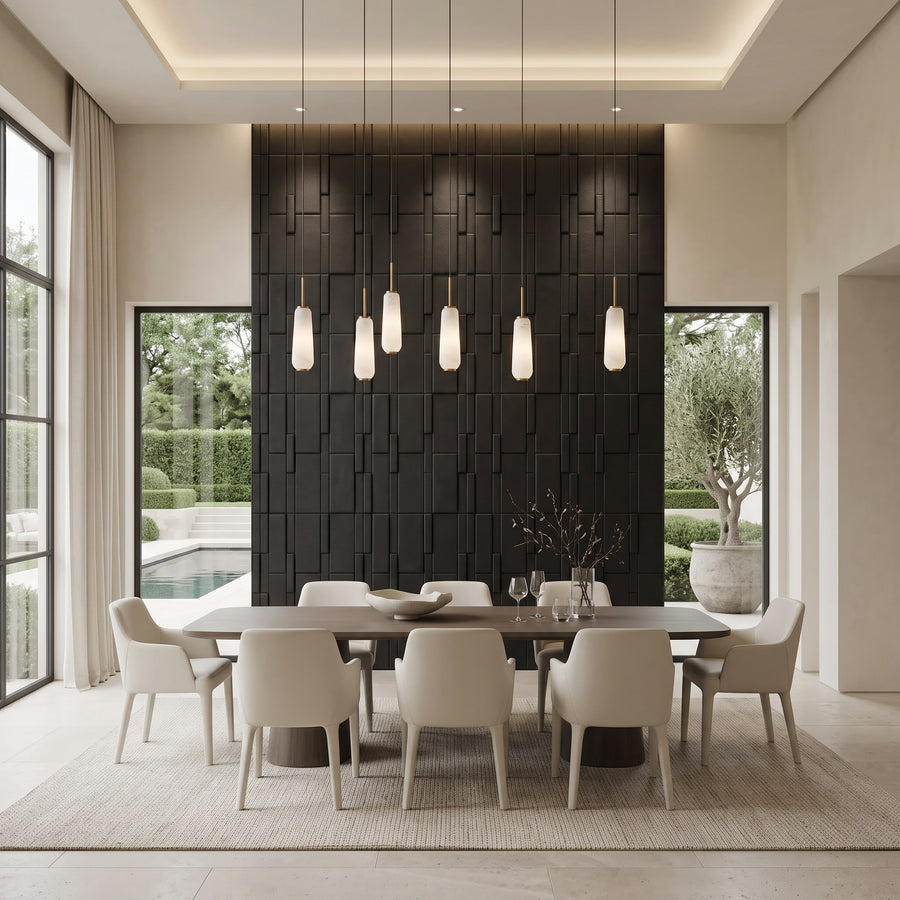 Flux Square 3D Leather Wall Panel in Black
