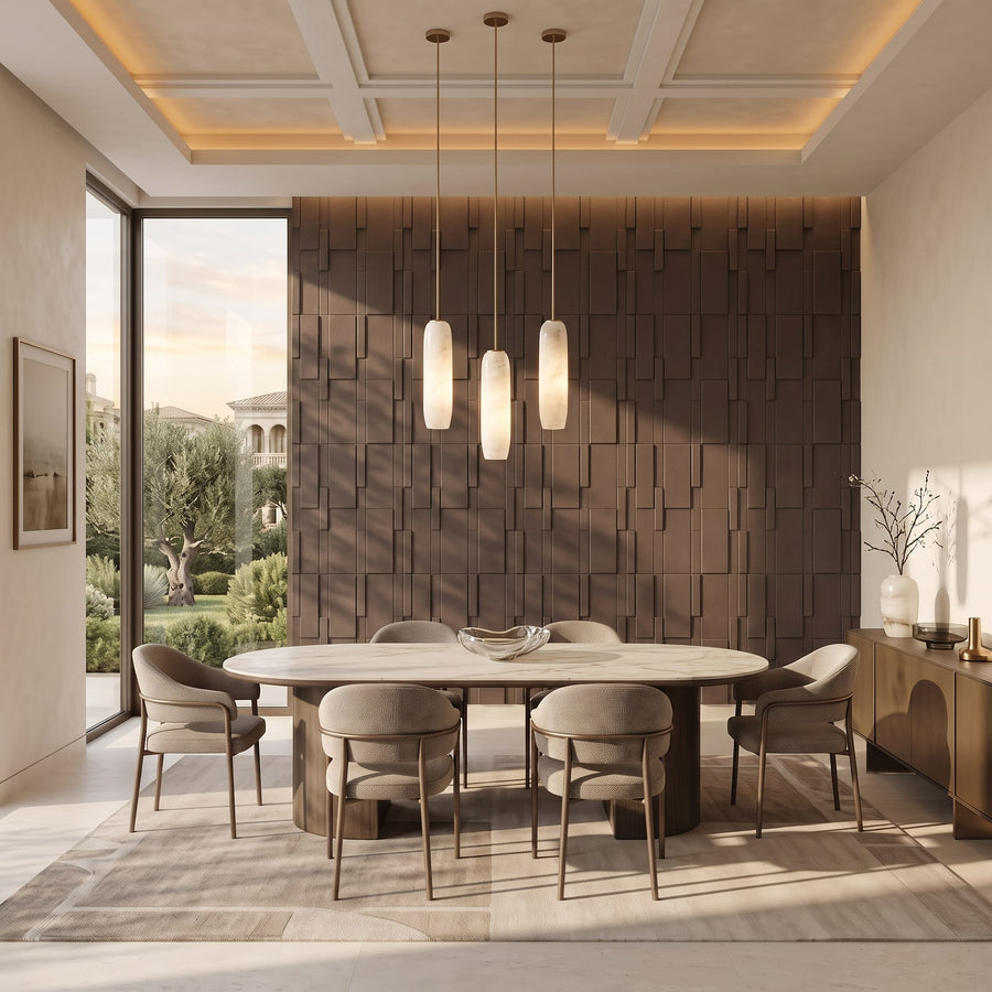 Flux Square 3D Leather Wall Panel in Dark Brown