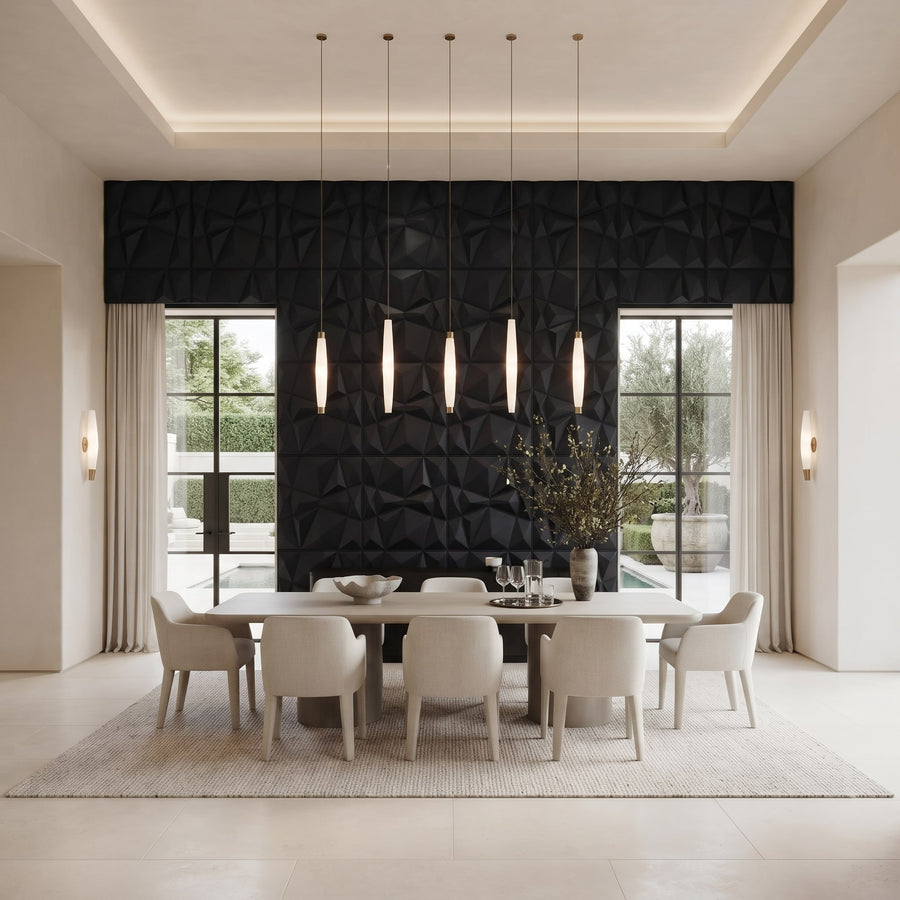 Diamond Fever Square 3D Leather Wall Panel in Black