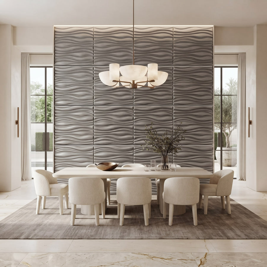 Gnarly Square 3D Leather Wall Panel in Grey