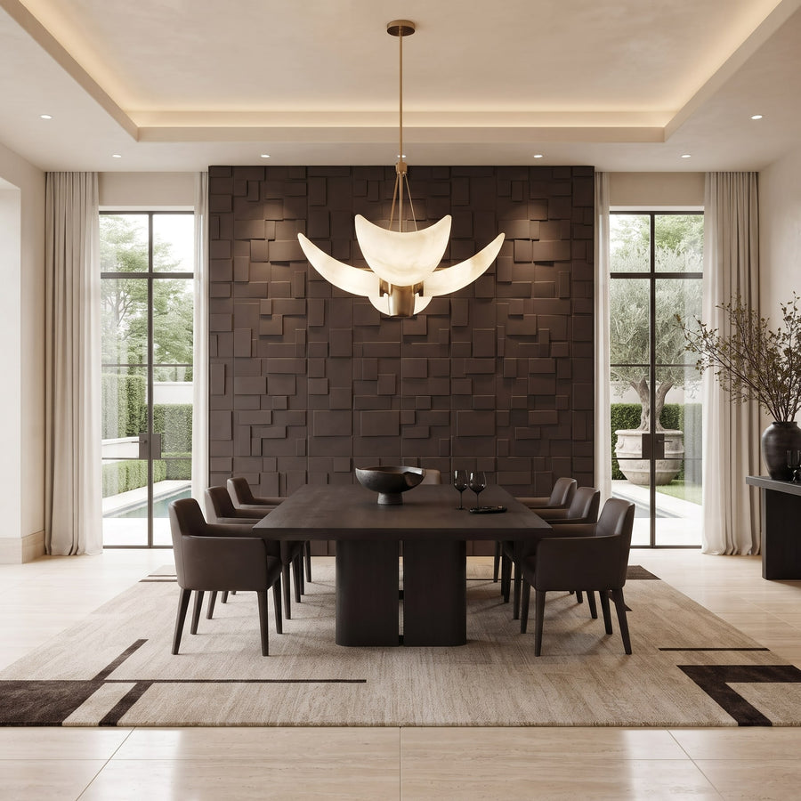 Rubik Square 3D Leather Wall Panel in Dark Brown