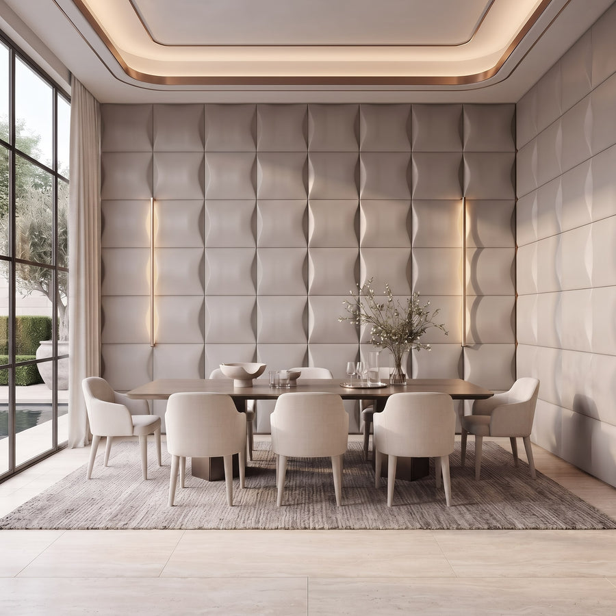 Sahara Square 3D Wall Panel in Beige White