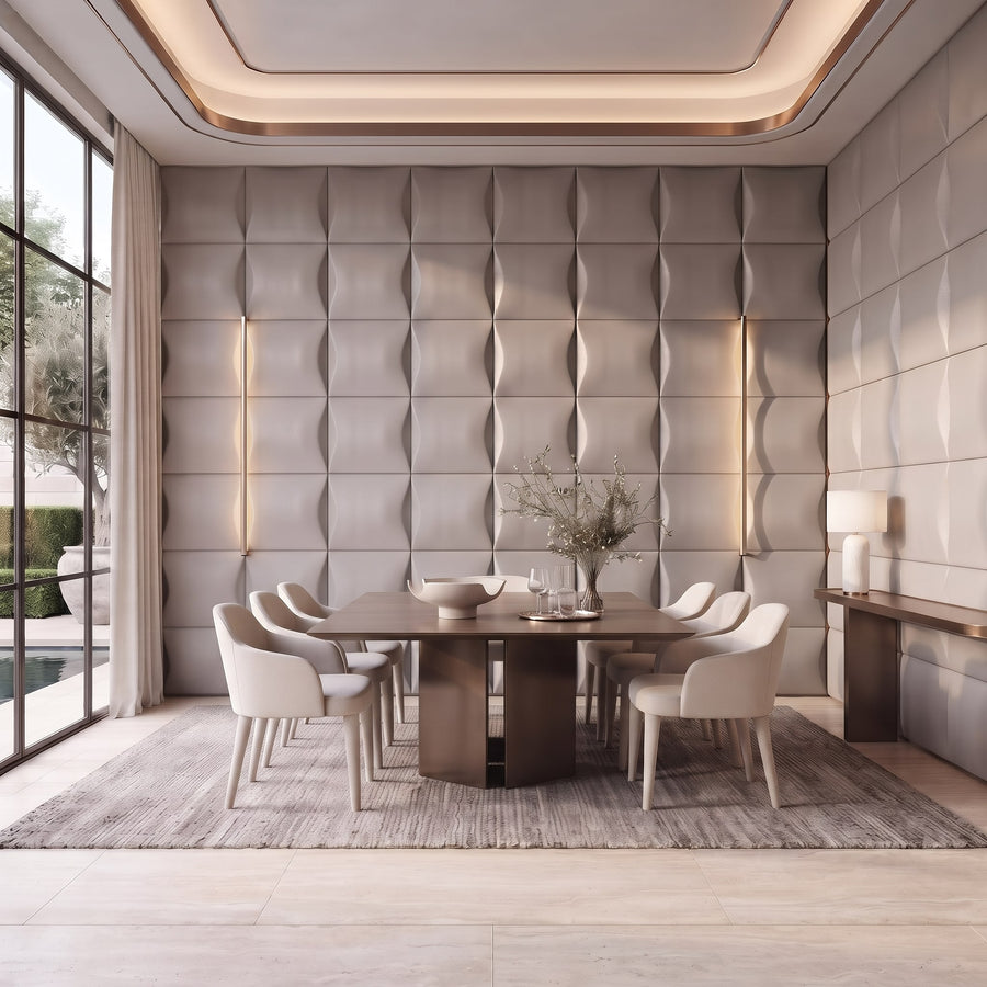 Sahara Square 3D Wall Panel in Light Grey