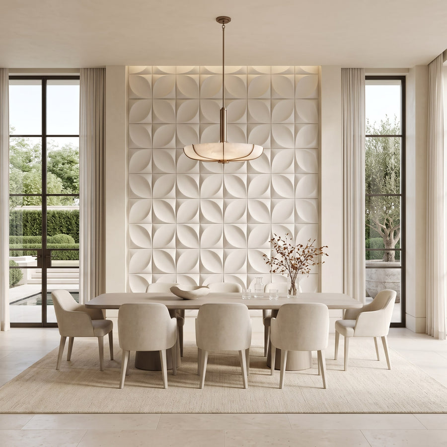 Florapod Square 3D Leather Wall Panel in Classic White