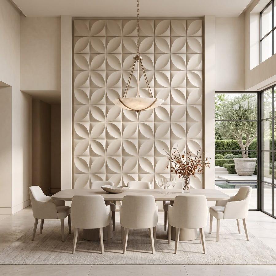 Florapod Square 3D Leather Wall Panel in Beige White