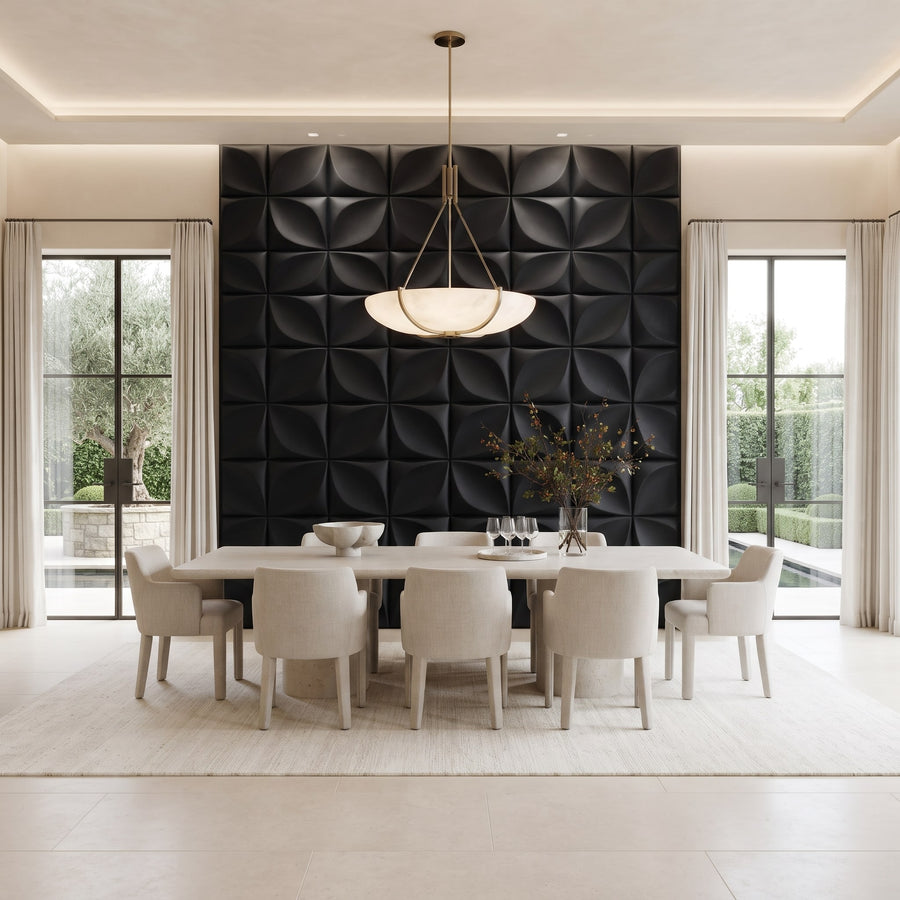 Florapod Square 3D Leather Wall Panel in Black