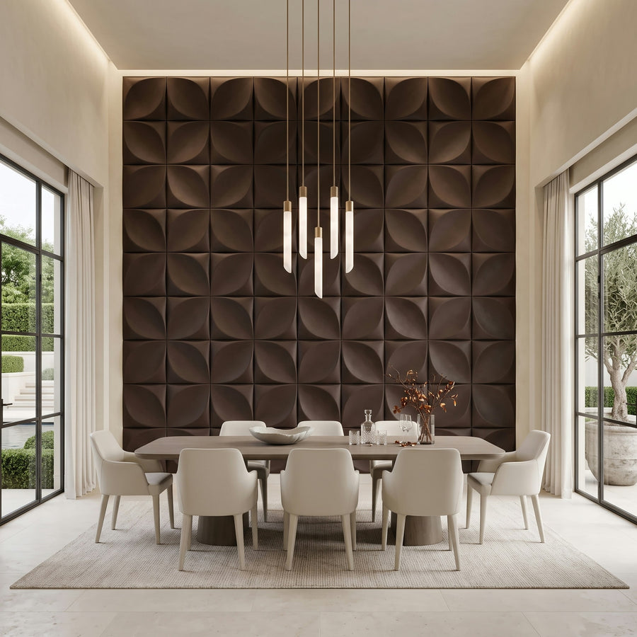 Florapod Square 3D Leather Wall Panel in Dark Brown