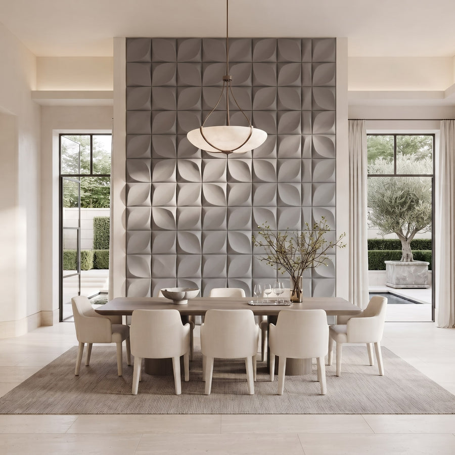 Florapod Square 3D Leather Wall Panel in Light Grey
