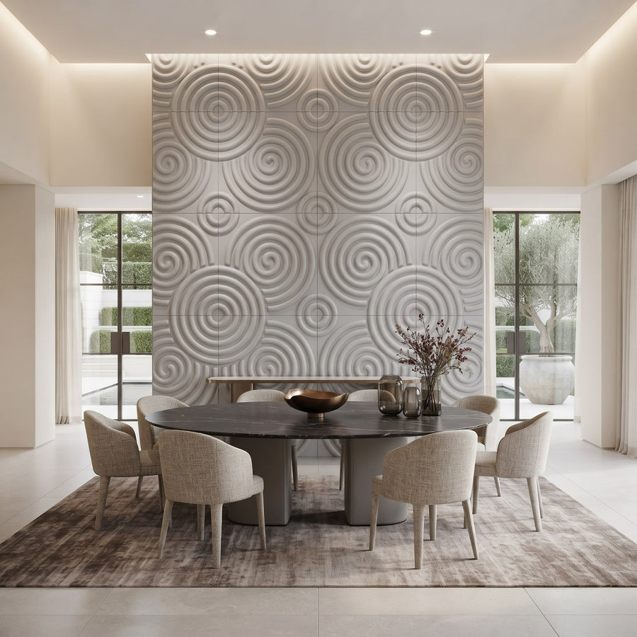 Hypnotized Square 3D Leather Wall Panel in Light Grey