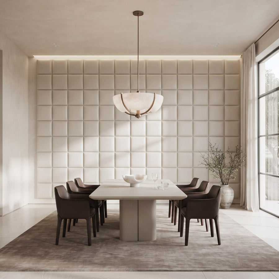 Cubed Vera 3D Leather Wall Panel in Beige White