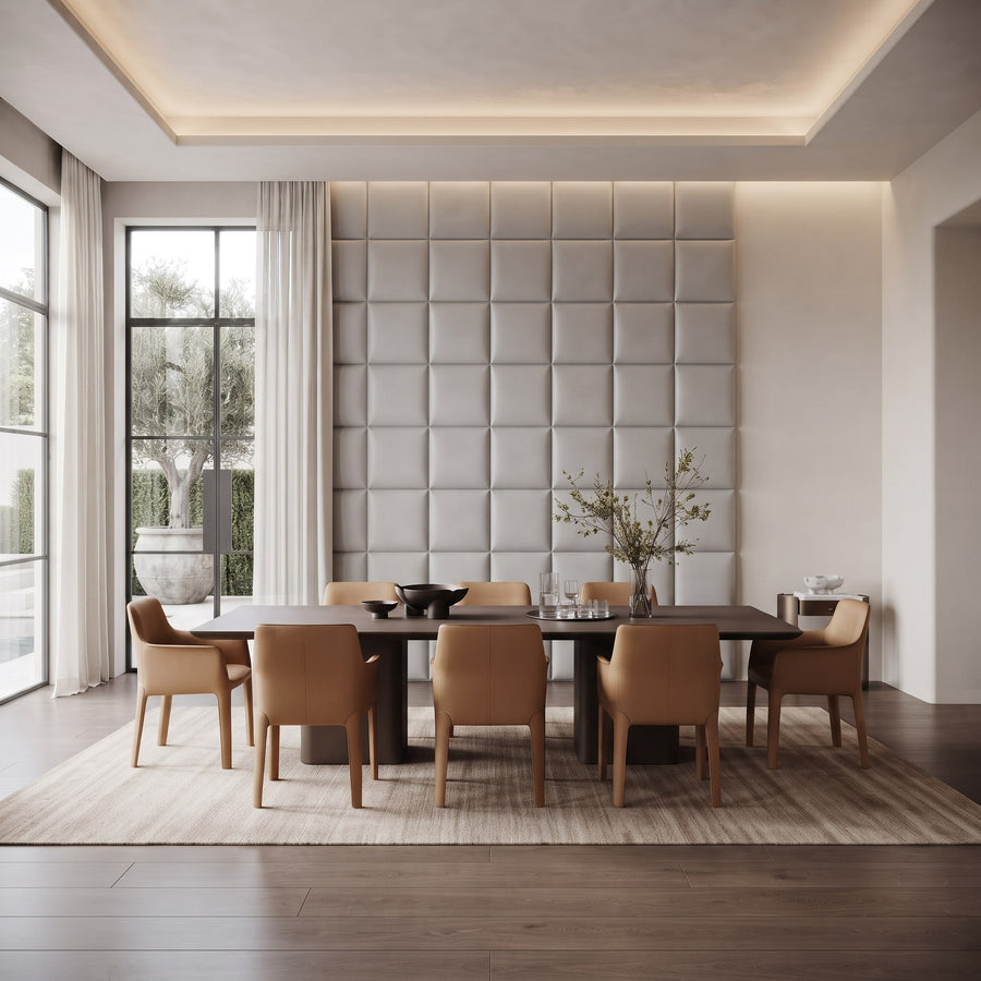 Cubed Vera 3D Leather Wall Panel in Light Grey