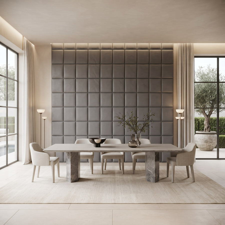 Cubed Vera 3D Leather Wall Panel in Grey