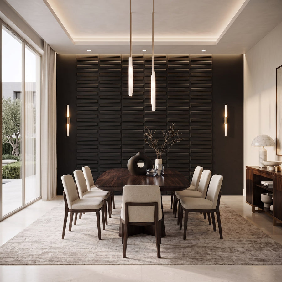 Illusory Square 3D Leather Wall Panel in Black