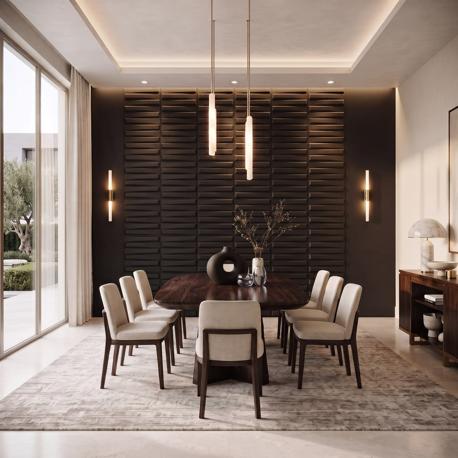 Illusory Square 3D Leather Wall Panel in Dark Brown
