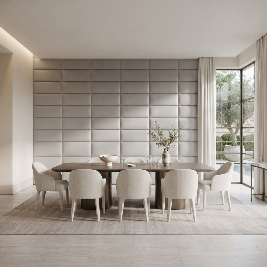 Recta Vera 3D Leather Wall Panel in Light Grey