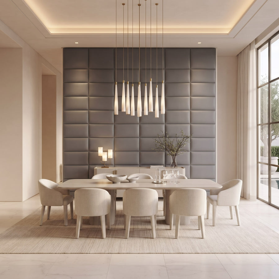 Recta Vera 3D Leather Wall Panel in Charcoal Grey