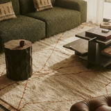 Beige Abstract Lines Moroccan Rug