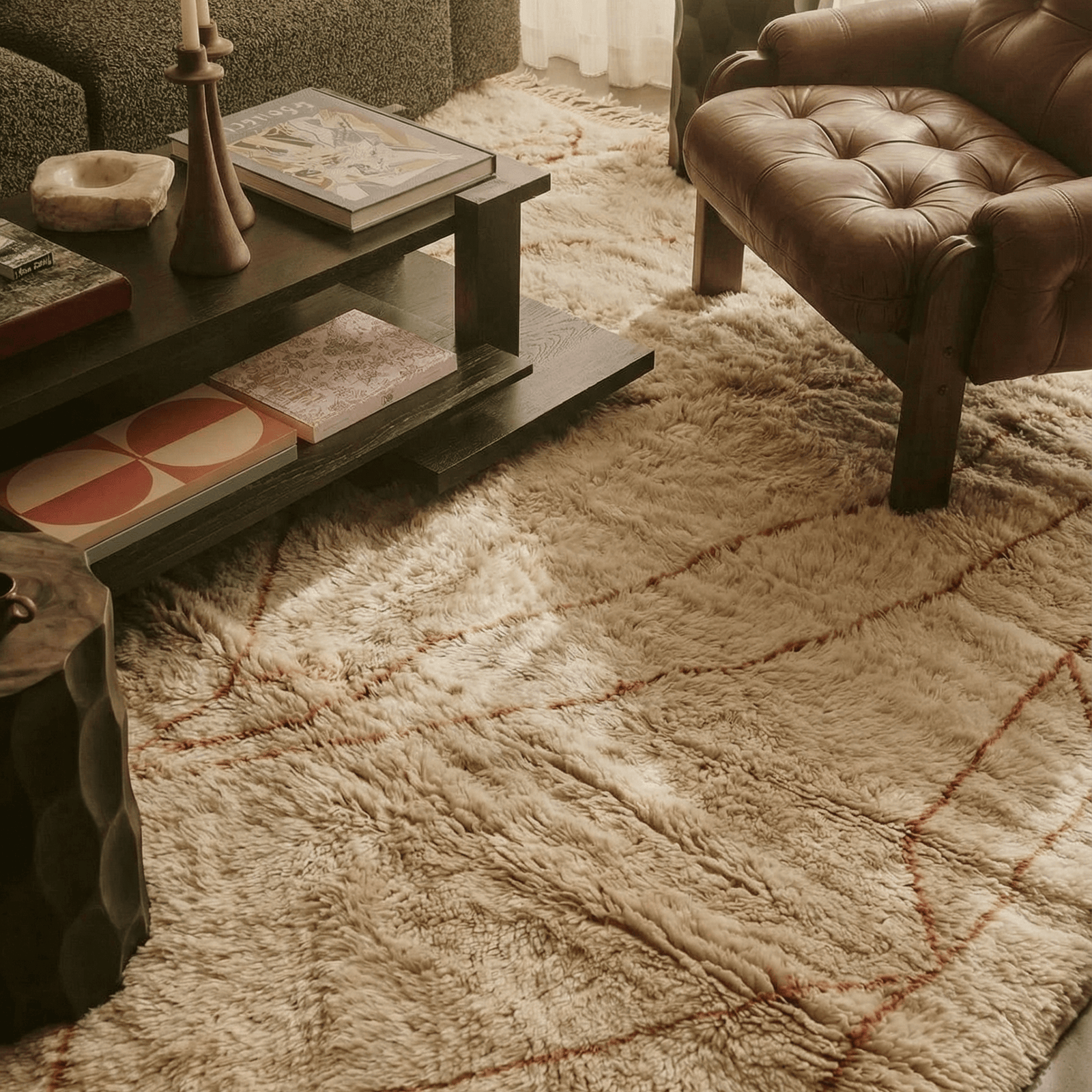 Beige Abstract Lines Moroccan Rug – Articture