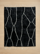 Black & White Abstract Lines Moroccan Rug