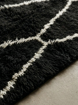 Black & White Abstract Lines Moroccan Rug
