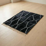 Black & White Abstract Lines Moroccan Rug