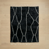 Black & White Abstract Lines Moroccan Rug