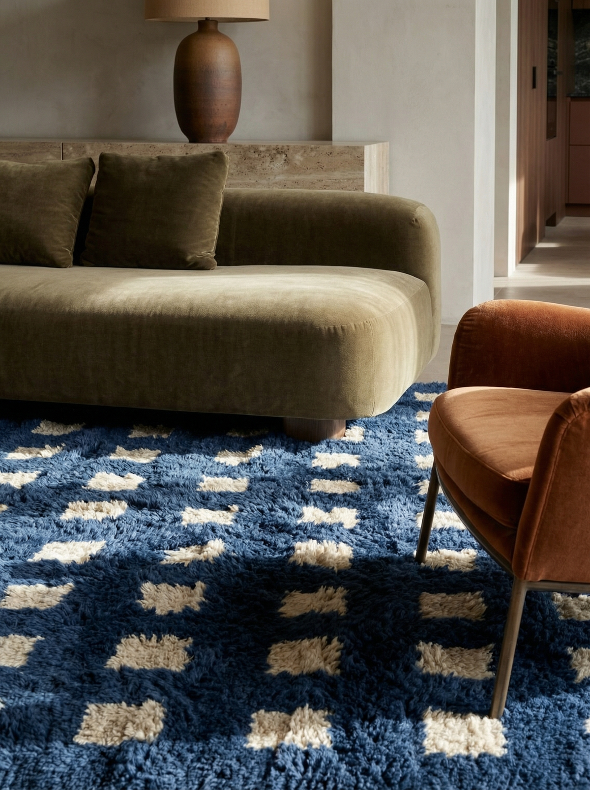 Grid Contemporary Checkered Rug — lifestyle