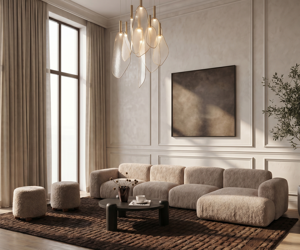 Biscuit Sofa Chaise Sectional (102") — lifestyle