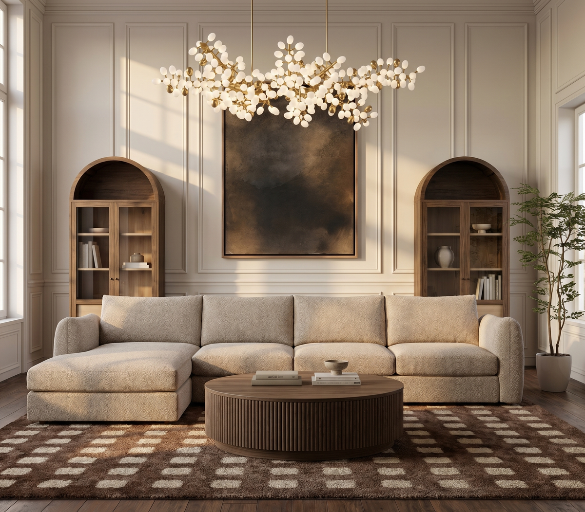 Contemporary Italian Sofa  Chaise Sectional (142") — lifestyle