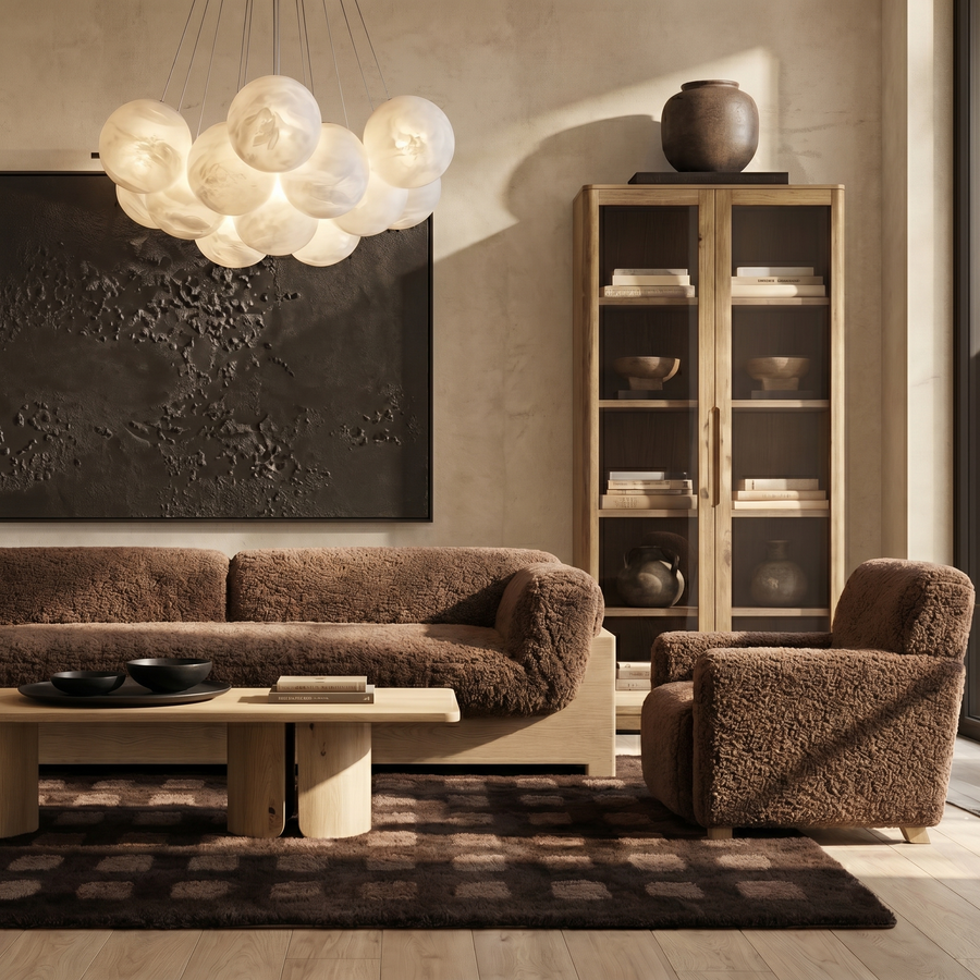 The Cove sofa in cream natural shearling
